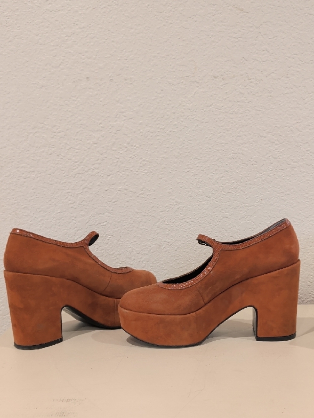 Robert Clergerie Rust Suede Platform Mary Jane Heels - Picture 4 of 8